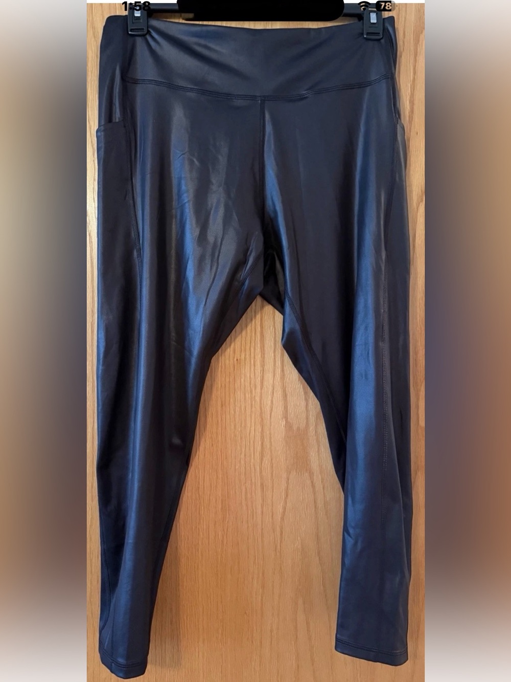 Women's Tek Gear Ultrastretch High-Waisted Side Pocket 7/8 Leggings faux leather